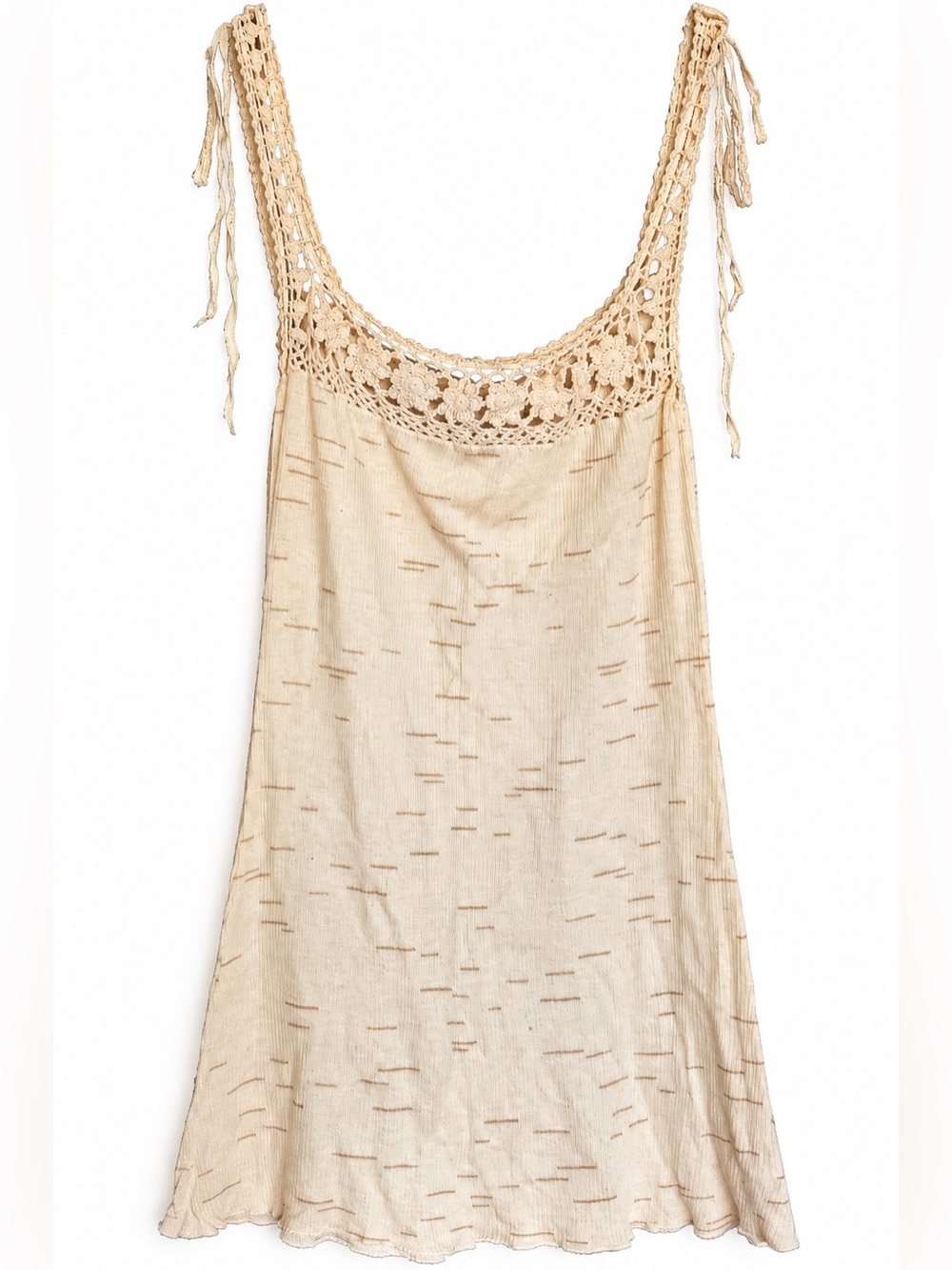 Free People Cream Crochet Lace Boho Tunic Tank Top Size M